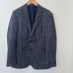Canali Kei blue modern fit jacket wool silk cashmere blend 34/50